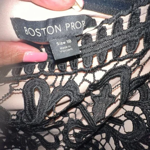 Boston Proper Crochet Black/Cream Strapless Dress Size 18 - Picture 2 of 4